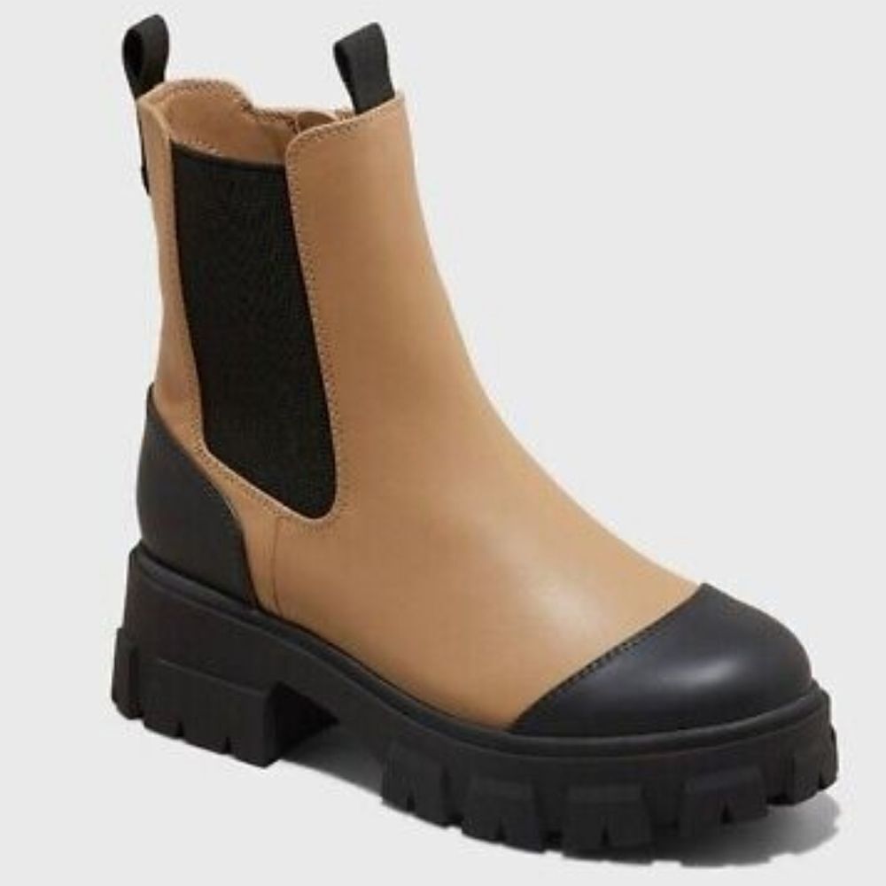 Women's Nude And Black Combat Boots sz 10